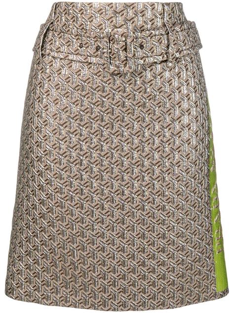 prada skirt green|Prada nylon a line skirt.